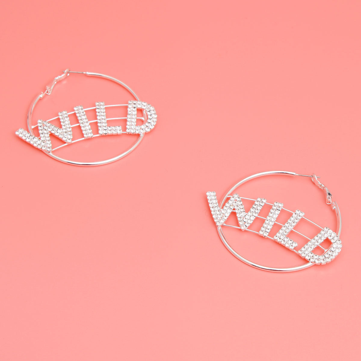Rhinestone Hoop Earrings Silver Stylish Statement Jewelry