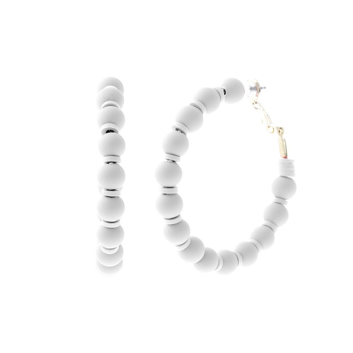 Hoop Earrings White Rubber Beads Stylish Casual Accessories