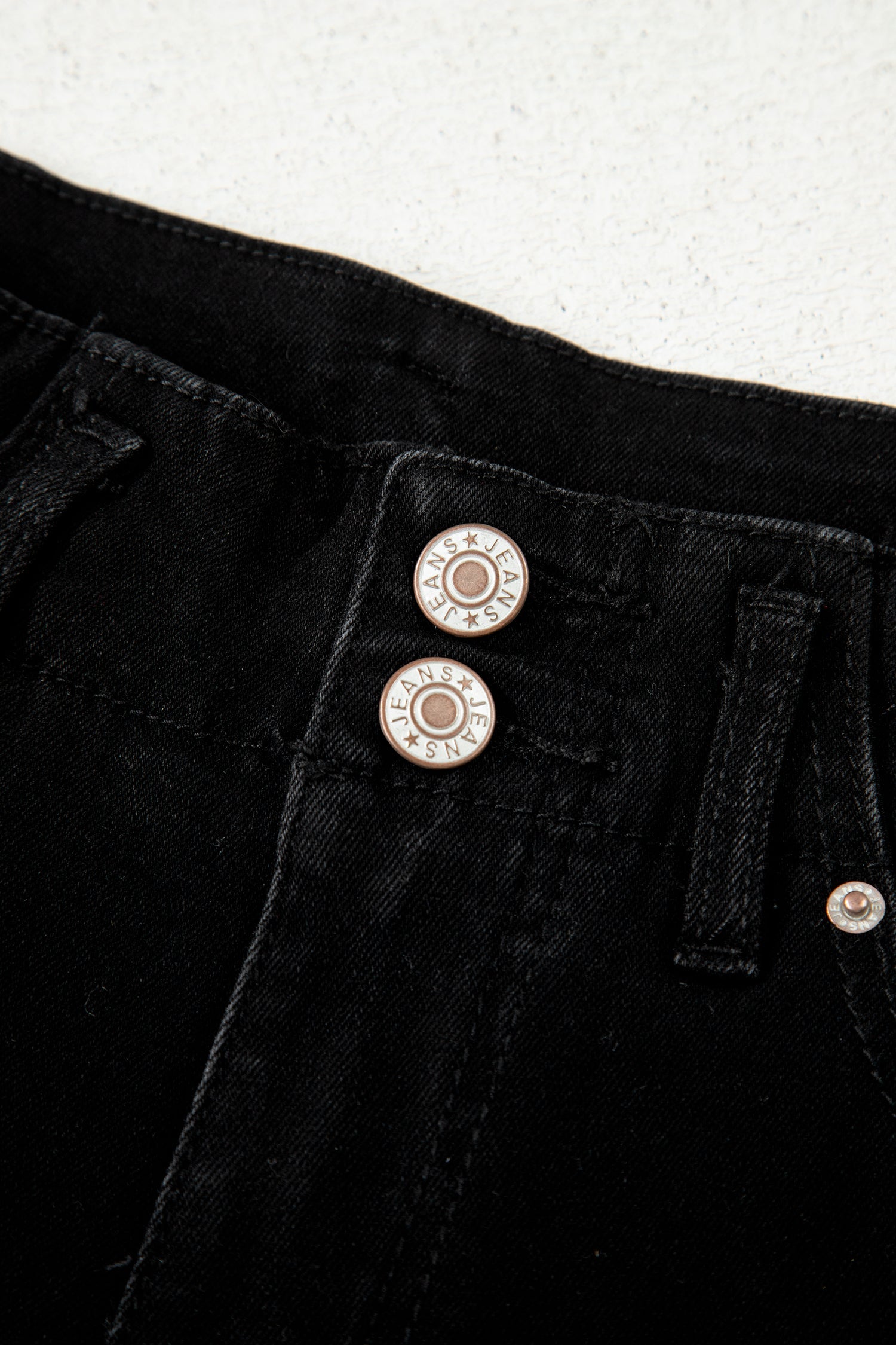 Black 2-Button High Waist Flared Bottom Jeans