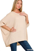Raised Rib Bat Sleeve Top