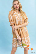 Paisley Mandala Print Babydoll Dress