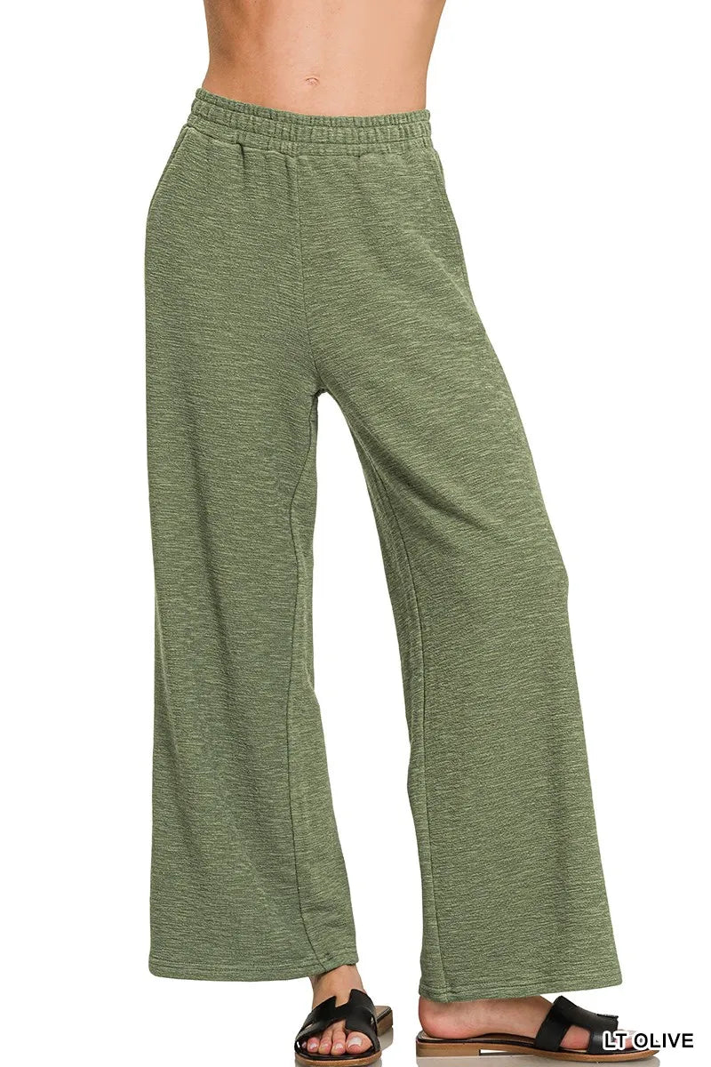 Cotton Slub Wide Leg Pants