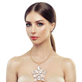 Pendant Necklace Gold Oval Crystal Elegant Statement Jewelry