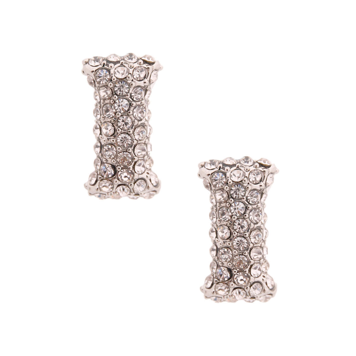 Silver Rhinestone Stud Earrings Stylish Fashion Jewelry