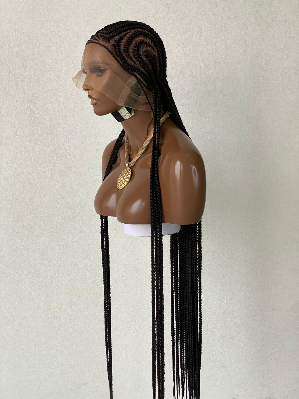 Feeding Braid Wig (Medium Brown Full Lace) Color 1B, Waist Length - Sharon