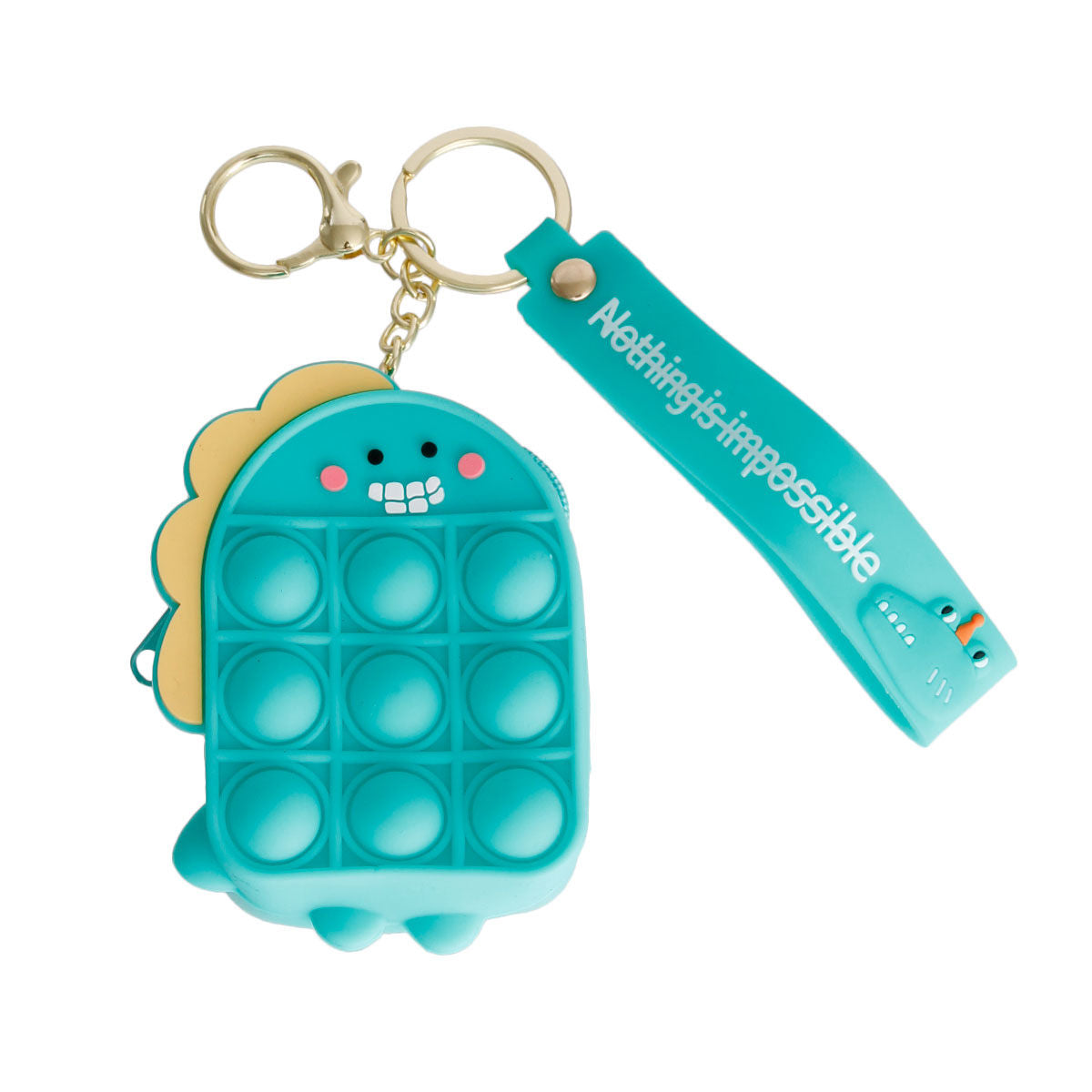 Bubble Pop Keychain Aqua Dino Trendy Fashion Accessory