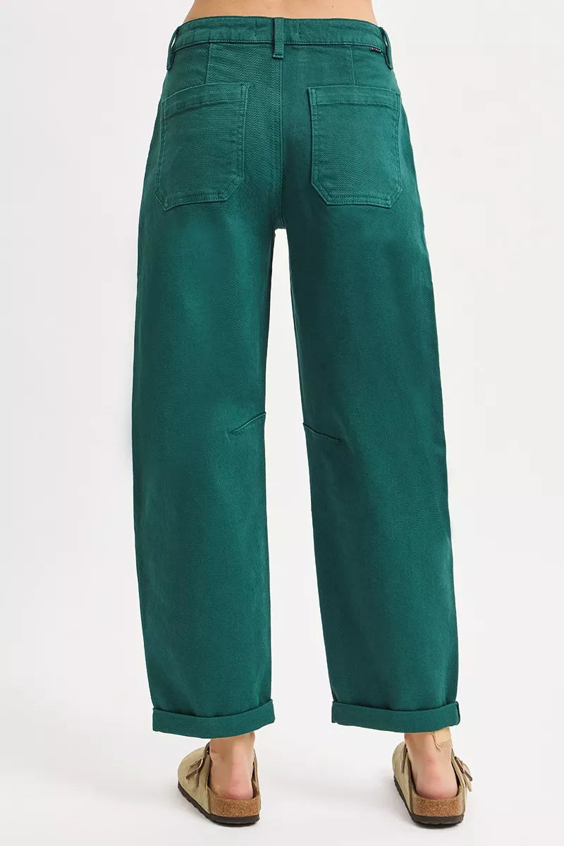 High Rise Ankle Cuffed Barrel Pants