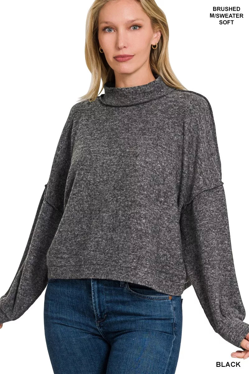 Brushed Melange Hacci Cropped Sweater