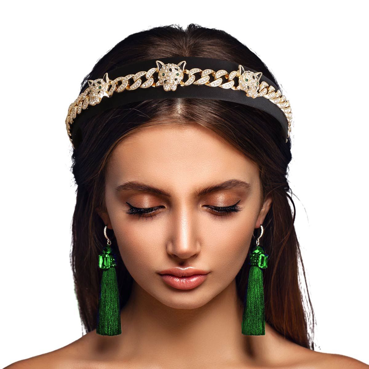 Statement Headband Tiger Crown with Bespoke Iced Chain Accessory
