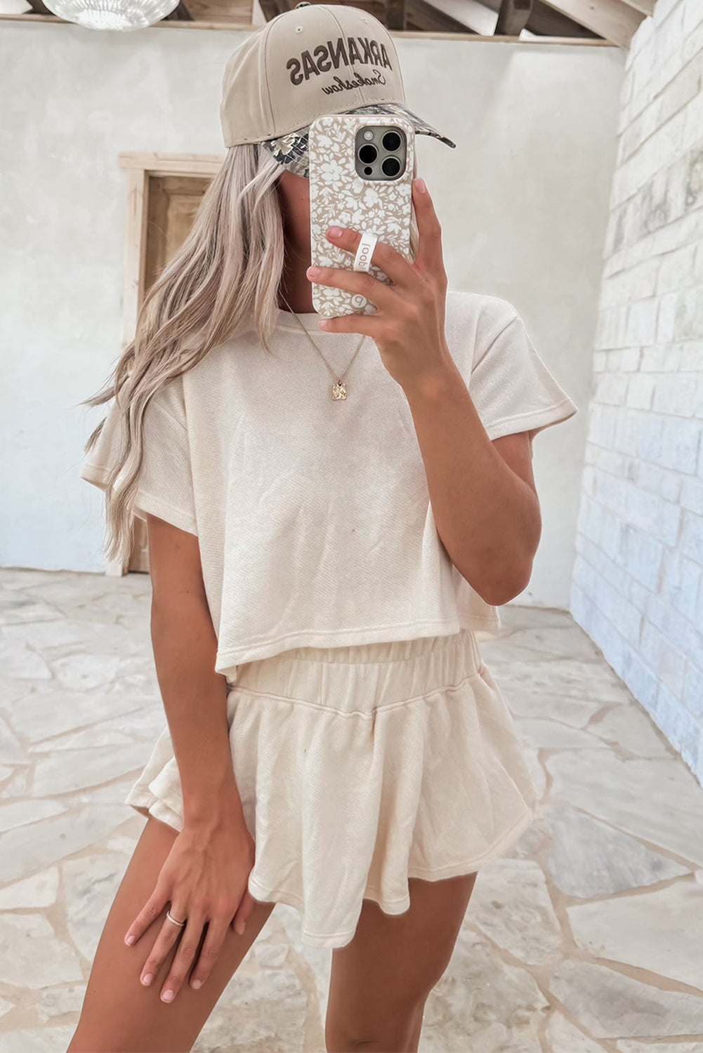 Blossom Cropped Tee and Ruffle High Waist Skort Set