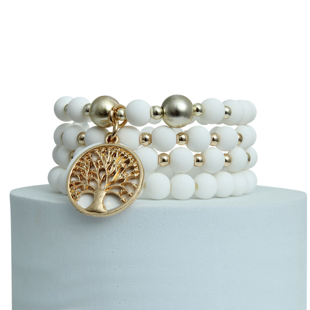 Bracelets Matte White Tree of Life Stylish Fashion Jewelry Accessories