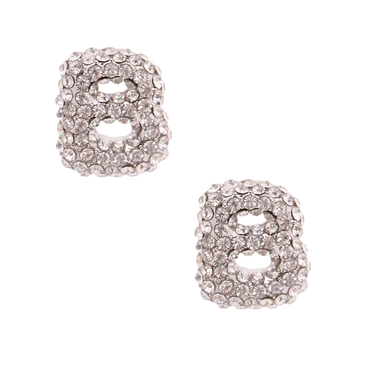 Silver Rhinestone Stud Earrings Stylish Fashion Jewelry
