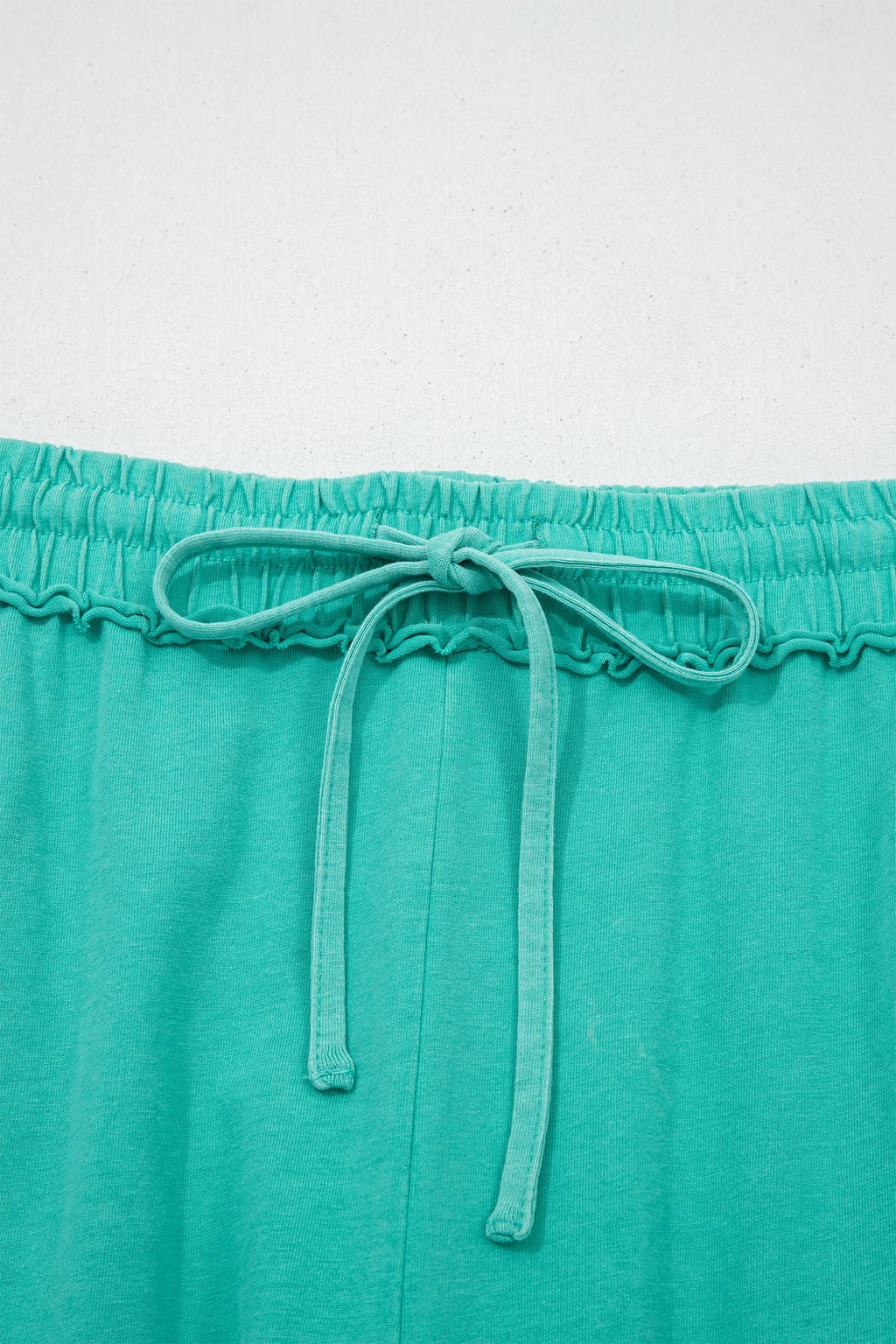 Sea Green Mineral Wash Drawstring Elastic Waist Raw Hem Loose Pants