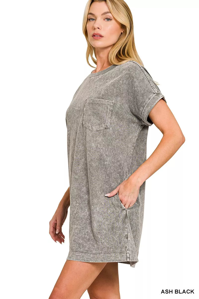 Halo Washed Premium Cotton T-Shirts Dress