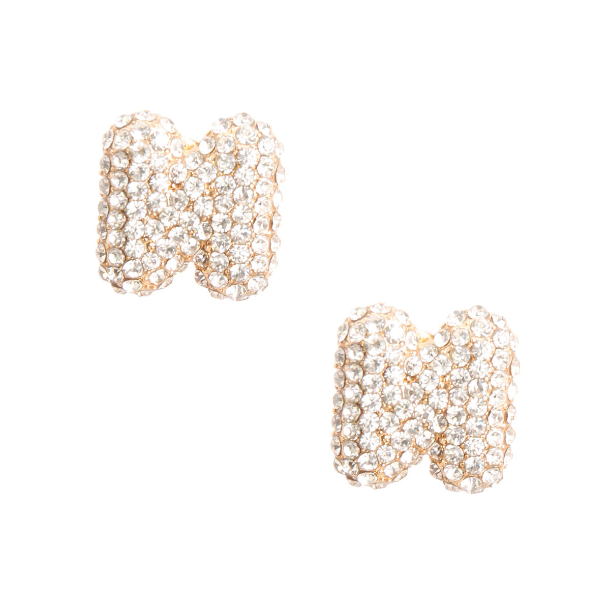 Rhinestone Stud Earrings Letter N Stylish Fashion Jewelry