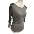 B Wear Womens Medium 3/4 Sleeve Lace Shoulder Crew Neck Tee Shirt