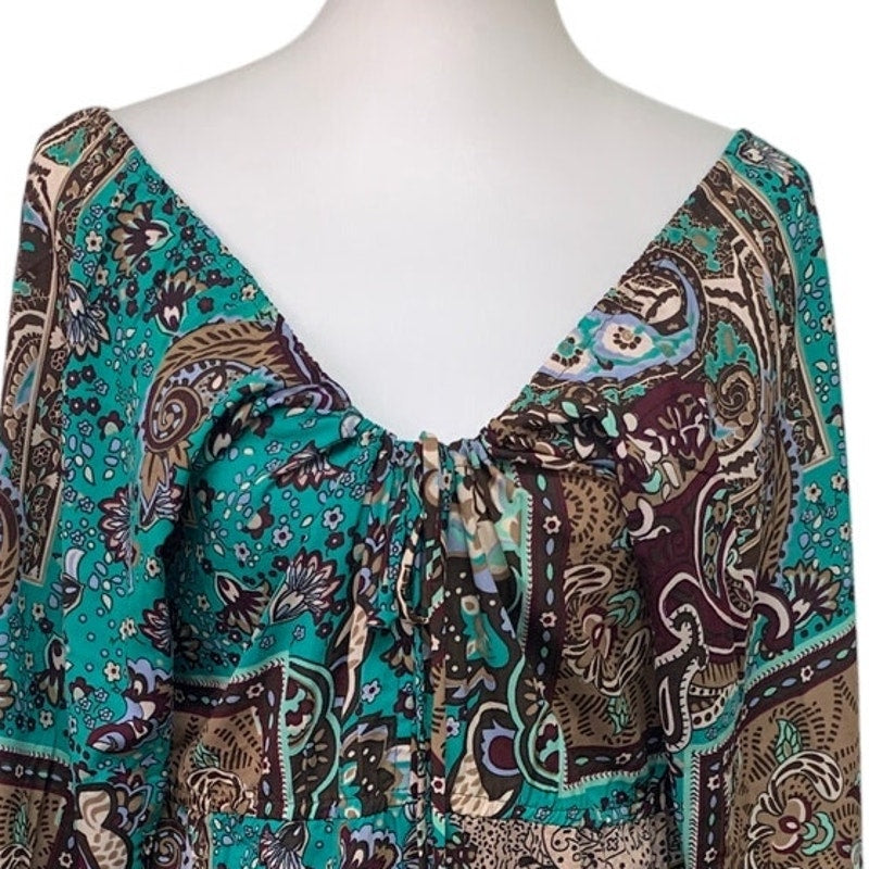 Earthbound Trading Co Womens Small 100% Polyester Floral Long Sleeve Dress