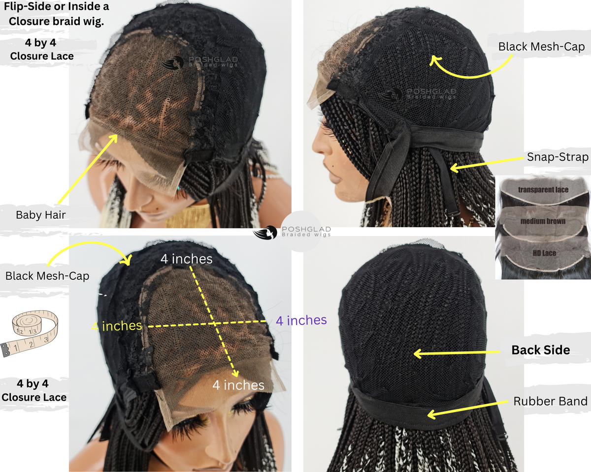 Cornrow Braid Wig "6 by 2 Closure Lace" Midback Length (Thelma)