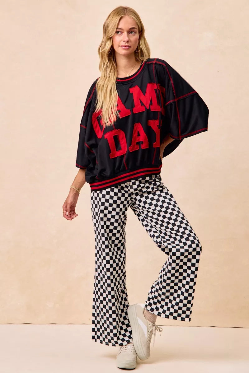 Gameday Theme Checkered Printed Pants