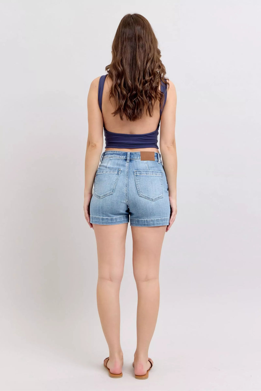 Mid Rise Denim Shorts
