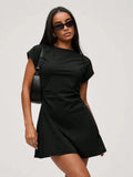 Round Neck Short Sleeve Mini Tee Dress