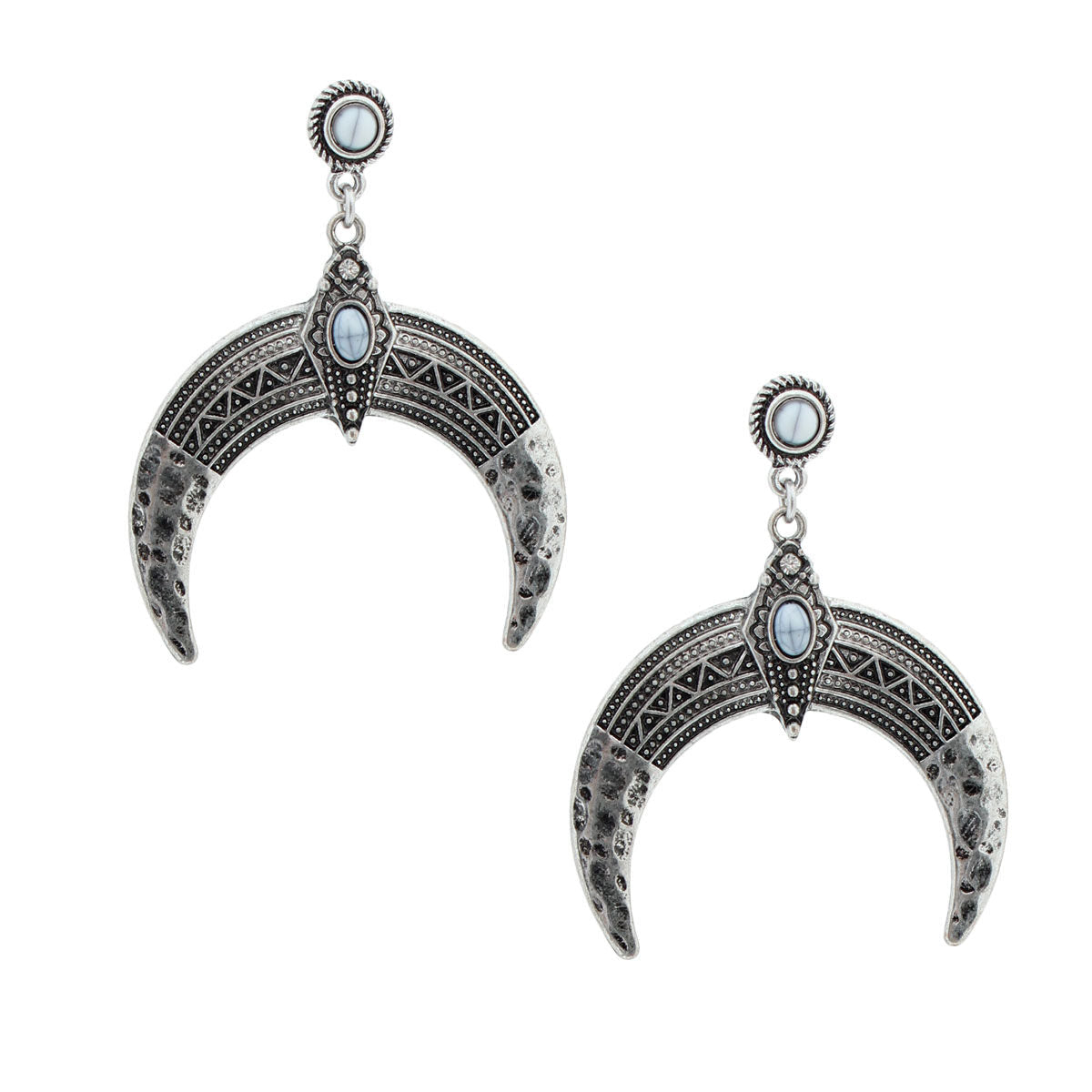 Arch Earrings Burnished Silver Engraved Stylish Statement Jewelry