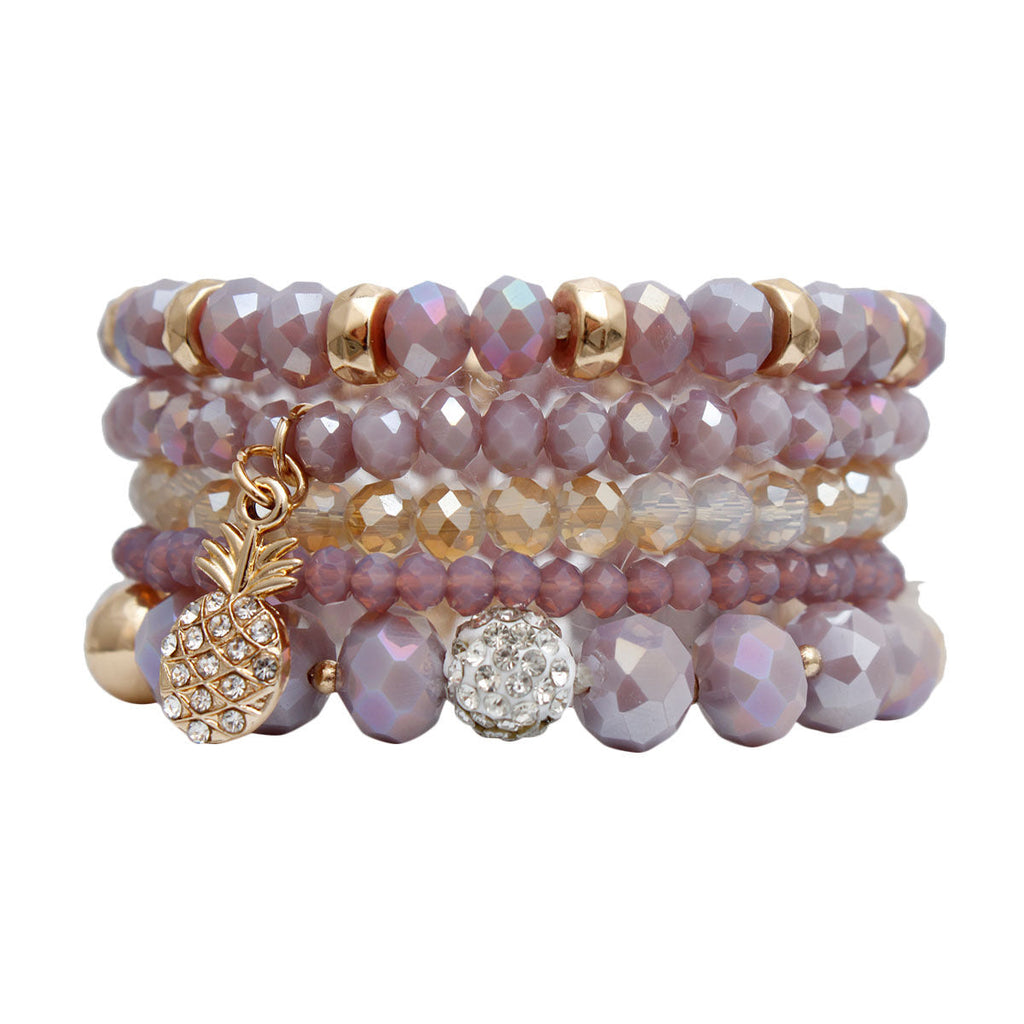 Charm Bracelet with Light Purple Pineapple Pendant – Trendy Fashion Jewelry Accessory