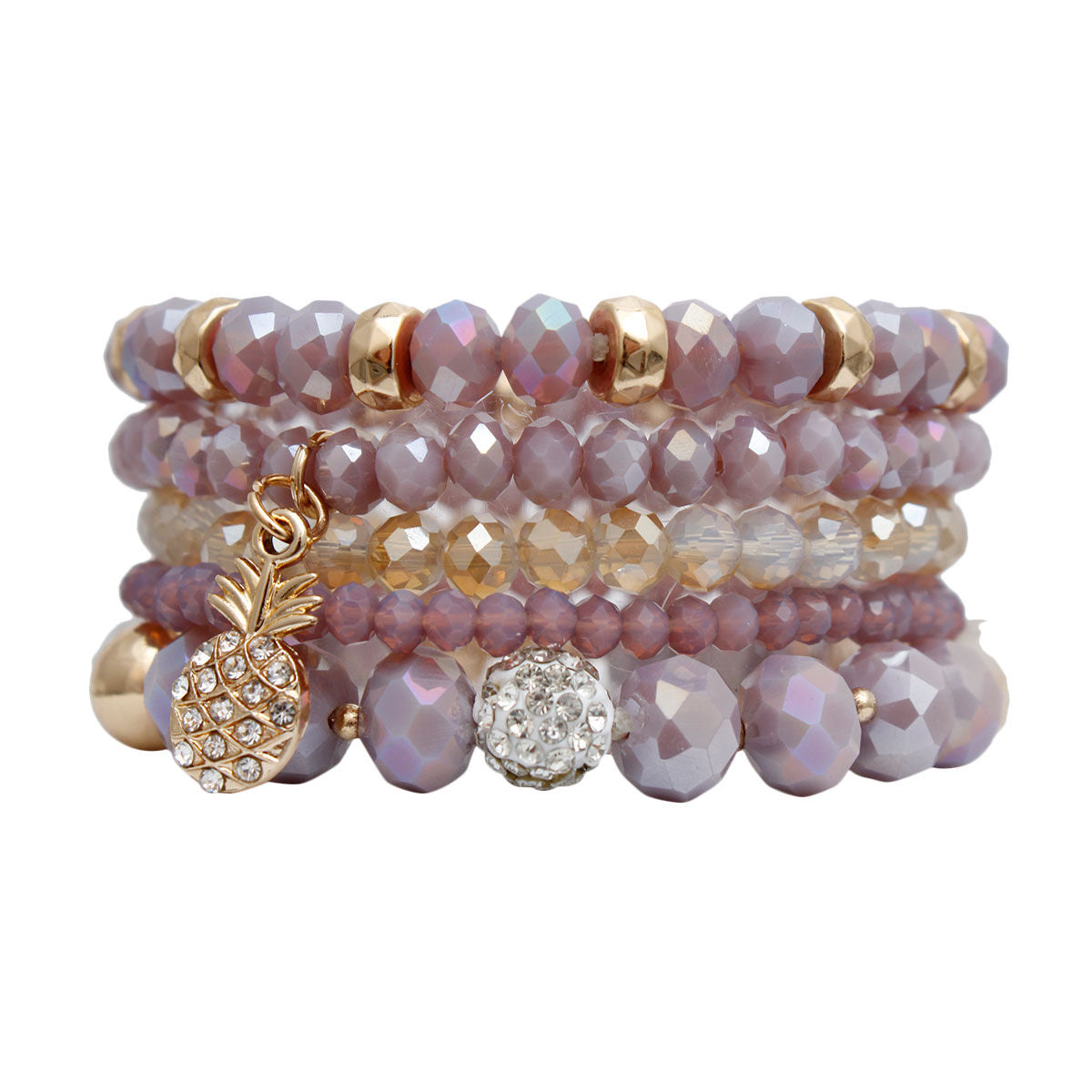 Charm Bracelet with Light Purple Pineapple Pendant – Trendy Fashion Jewelry Accessory