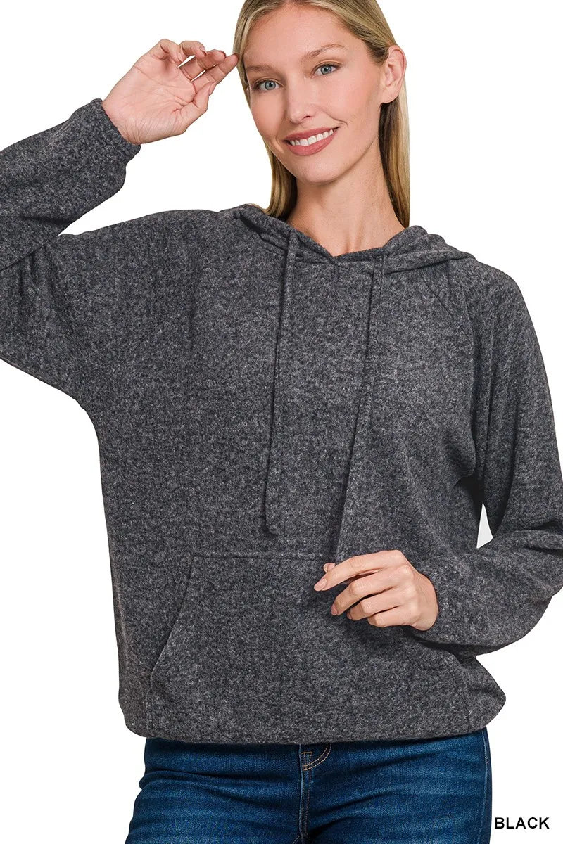 Brushed Hacci Melange Hooded Sweater