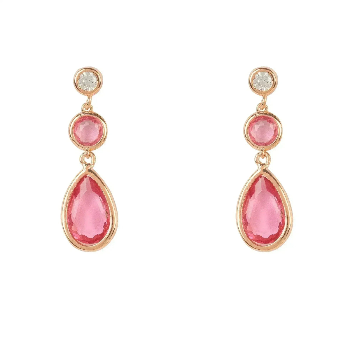 Pink Tourmaline Drop Earrings | Rose Gold Birthstone Jewelry - Femstylo