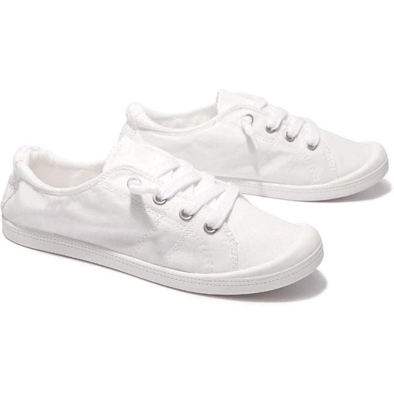 New Beneker Womens Size 8 White Slip On Canvas Low Top Laced Sneakers Shoes