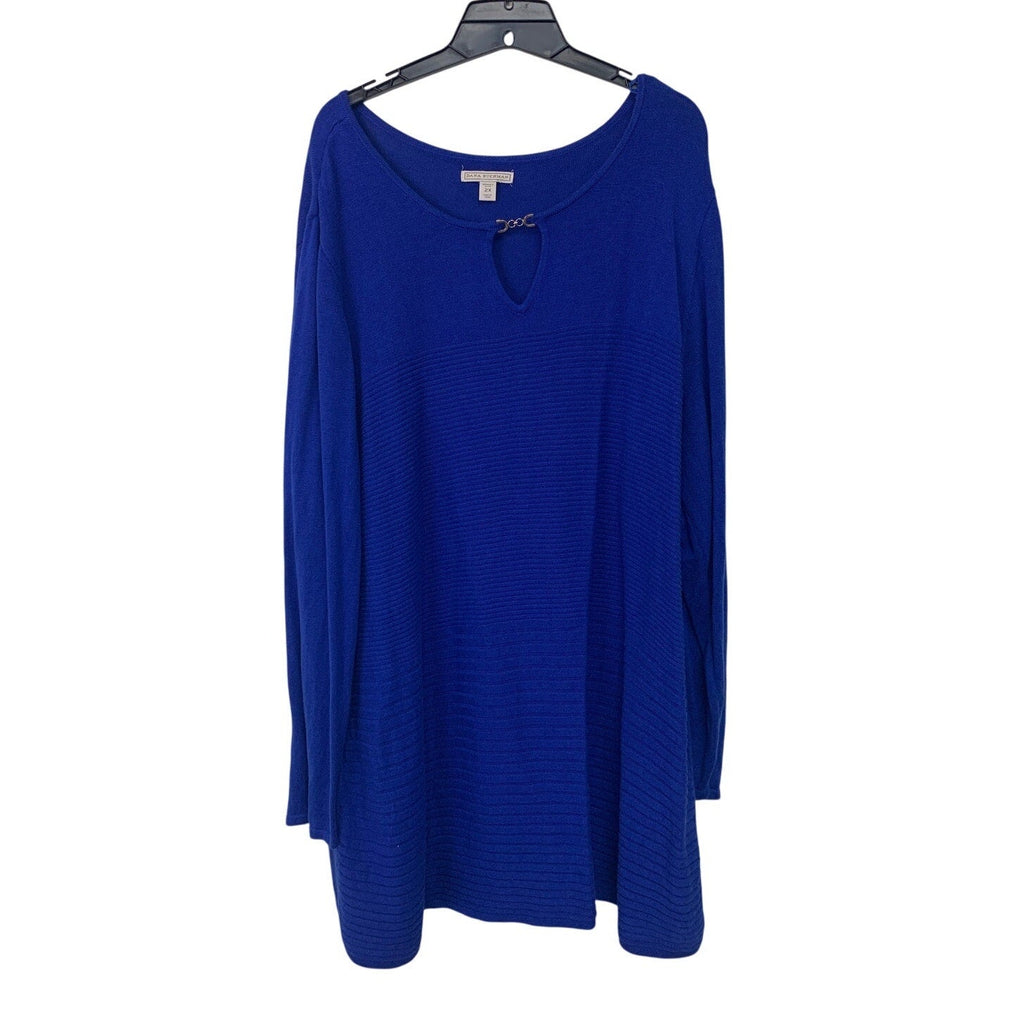 Dana Buchman Womens Plus Size 2X Long Sleeve KeyHole Textured Stripe Sweater Top