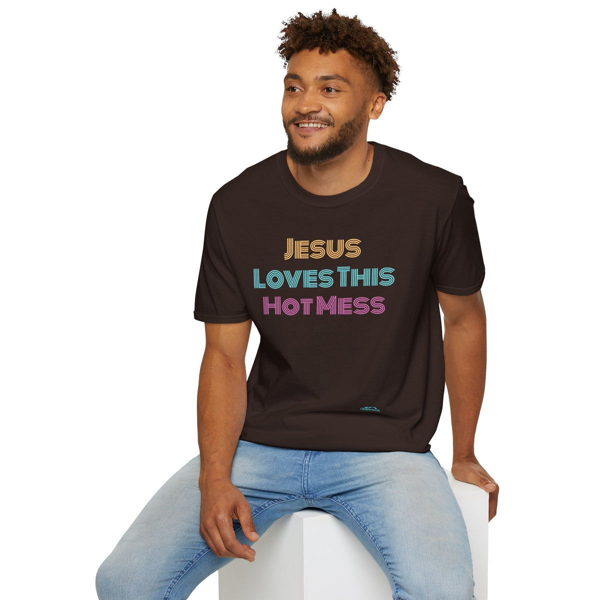 Unisex "Jesus Loves this Hot Mess" Christian Cotton Softstyle T-Shirt