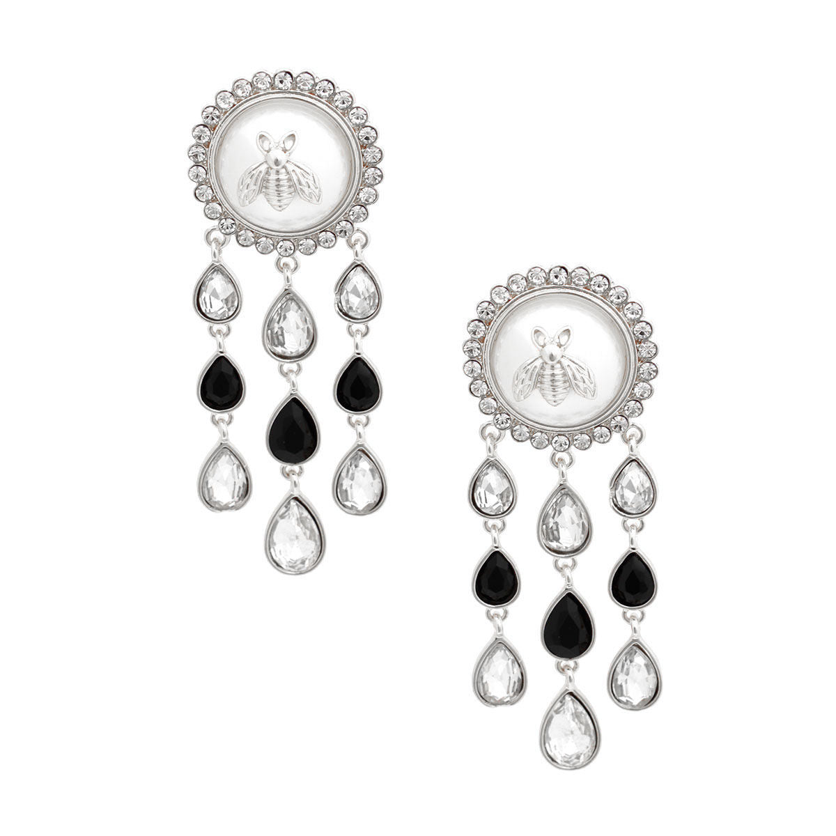 Silver Bee Earrings Vintage Look Stylish Statement Jewelry