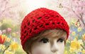 Handcrafted crocheted red cloche