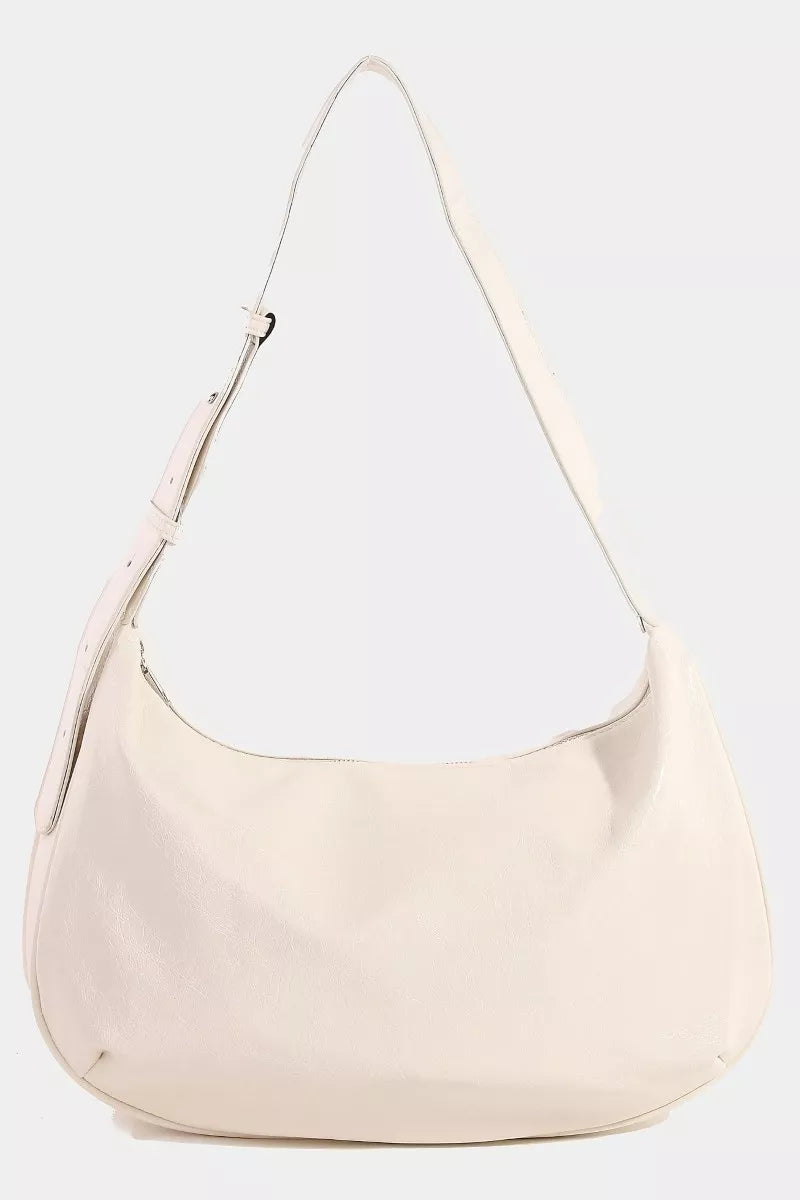 Faux Leather Hobo Crescent Shoulder Bag