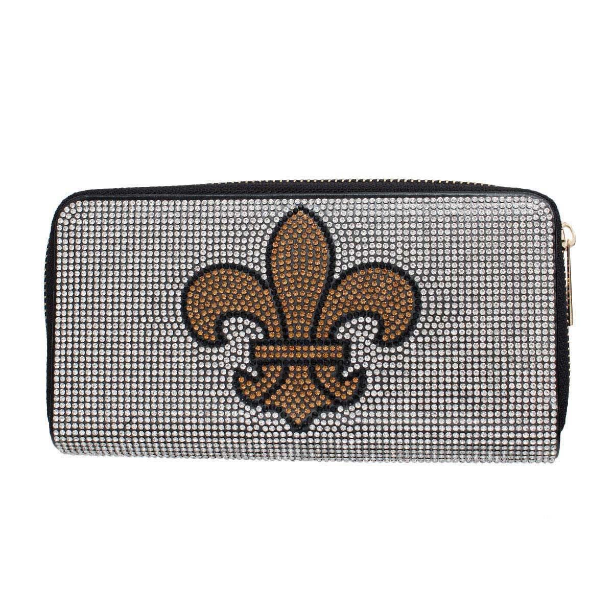 Fashion Wallet with Rhinestone Fleur de Lis Accent Stylish Accessory