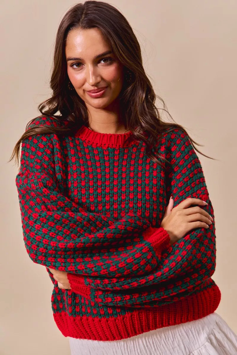 Textured Two Tone Sweater