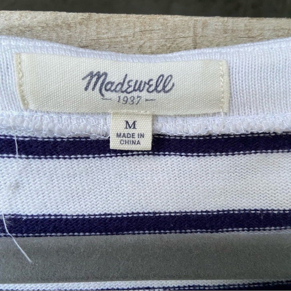 Madewell Womens Medium 100% Cotton Short Sleeve Crew Neck Striped T-Shirt Dress