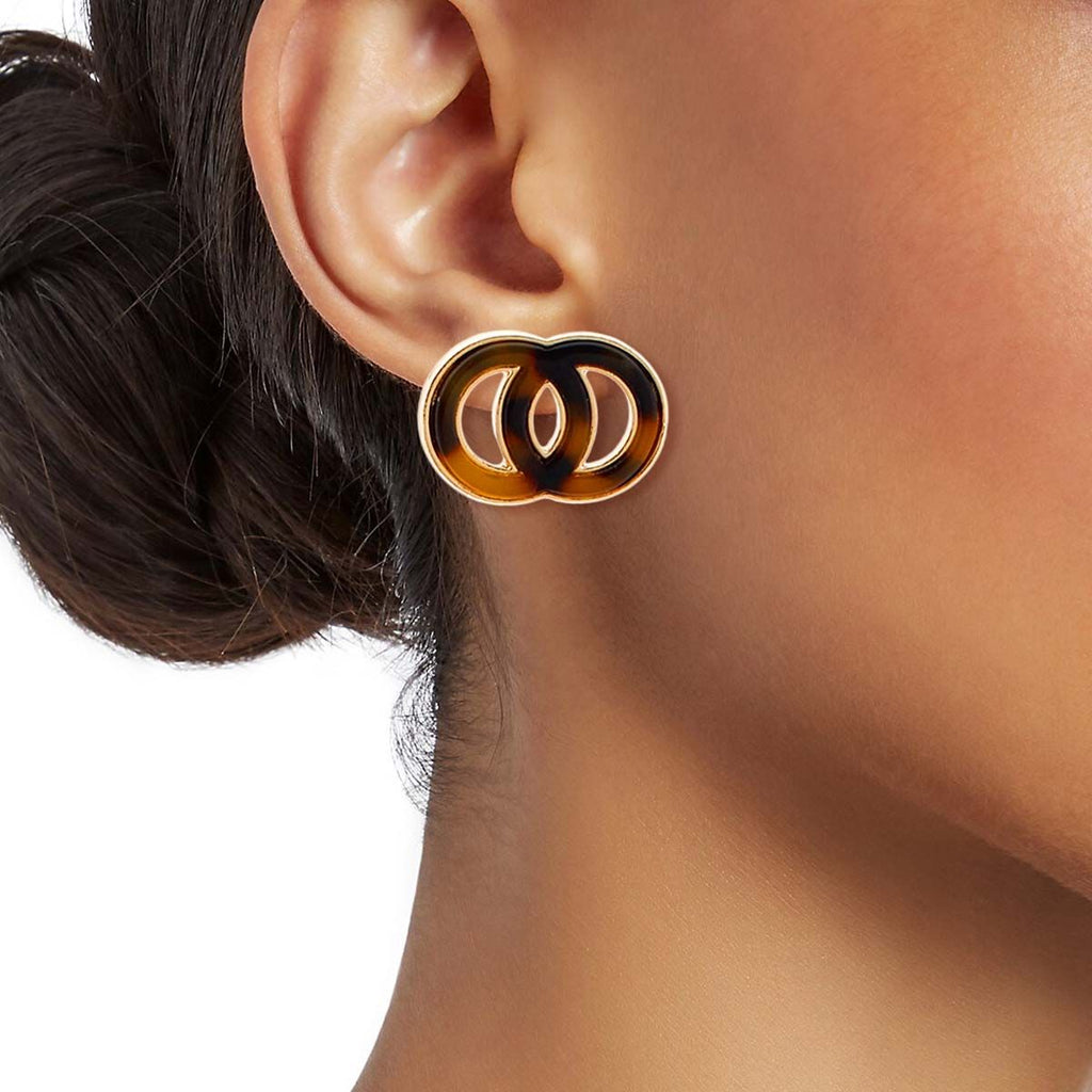 Infinity Earrings Tortoiseshell Stylish Statement Jewelry