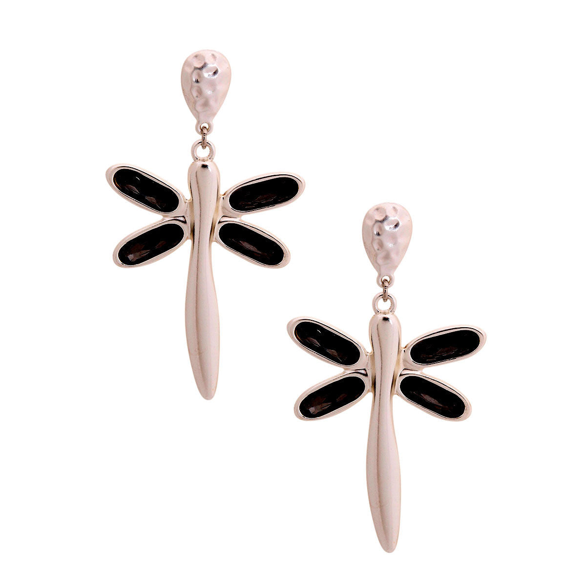 Statement Silver Crystal Dragonfly Earrings Stylish Fashion Jewelry