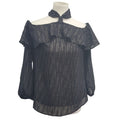 Beige by Eci Womens Small Black Polyester Long Sleeve Sheer Sparkle Lined Top