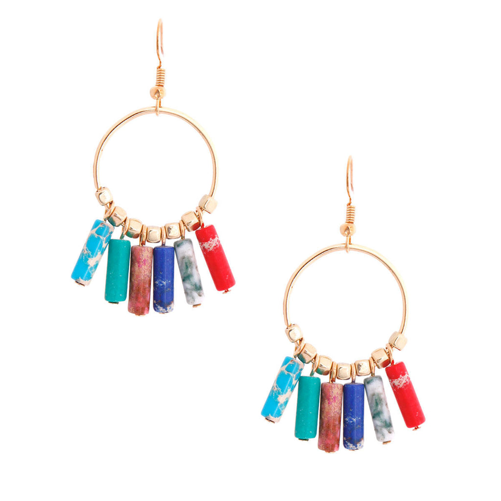 Statement Multi Color Marble Bead Earrings – Trendy Fashion Jewelry