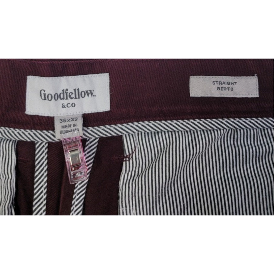 Goodfellow & Co Mens 36 X 32 Maroon Cotton Spandex Straight Leg Denim Jeans