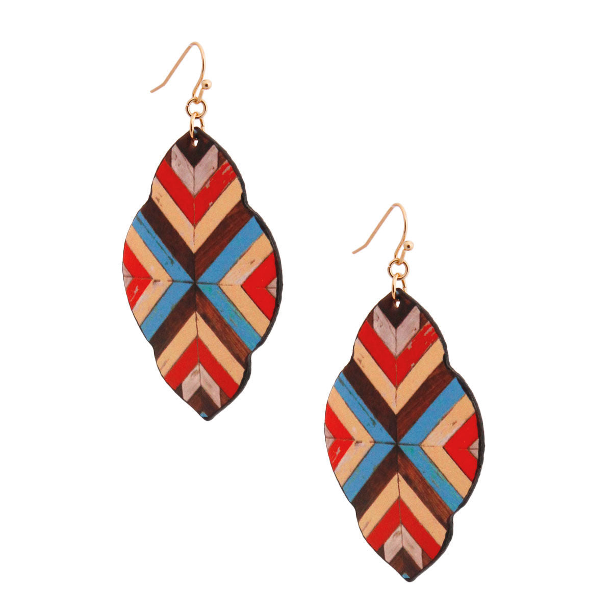 Leather Quatrefoil Statement Earrings Multi Mosaic Stylish Fashion Jewelry