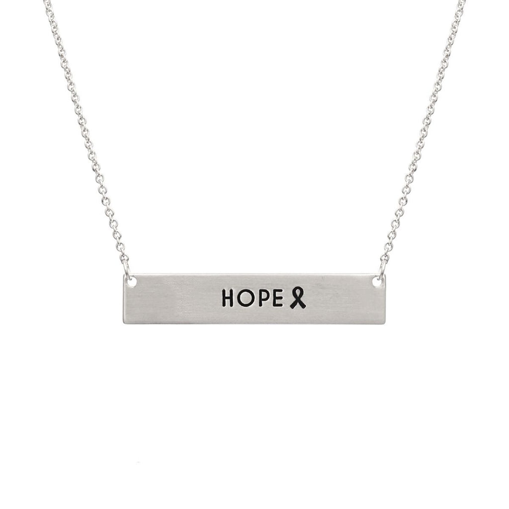 Statement Necklace Silver Ribbon HOPE Plate Stylish Jewelry Accessory