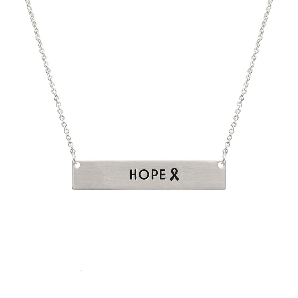 Statement Necklace Silver Ribbon HOPE Plate Stylish Jewelry Accessory