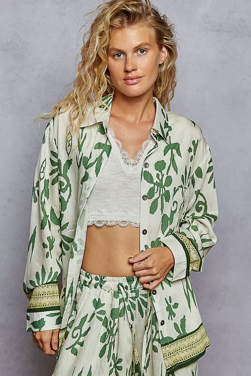 Button Down Floral Long Sleeve Shirt