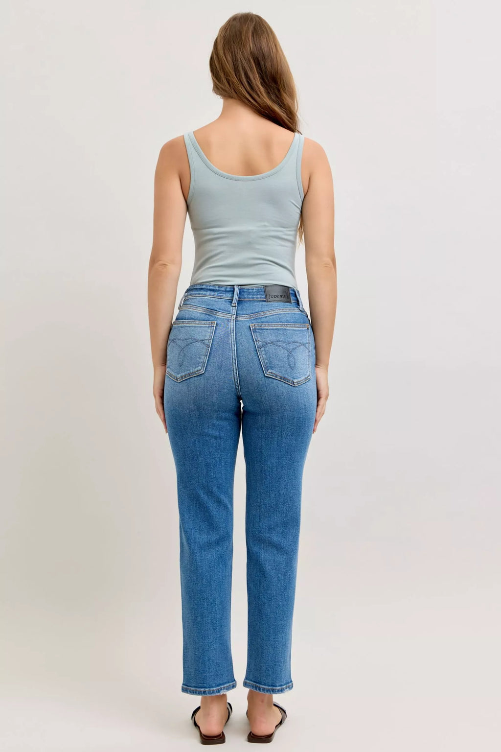 High-Waisted Straight-Leg Jeans