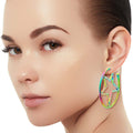 Statement Rainbow Metal Star Hoop Earrings, Trendy Fashion Jewelry